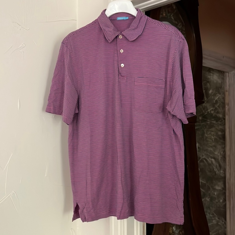 J. McLaughlin | Pima Cotton Short Sleeve Polo Shirt in Orchid/Blue Size S